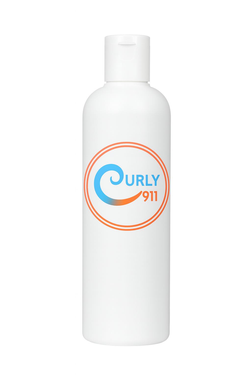 White bottle with Curly 911 logo on a white background