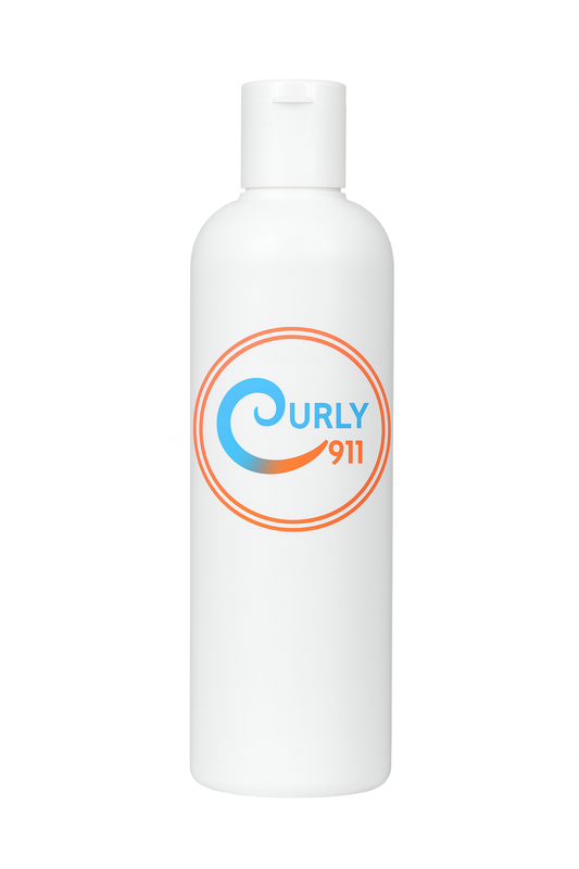White bottle with Curly 911 logo on a white background